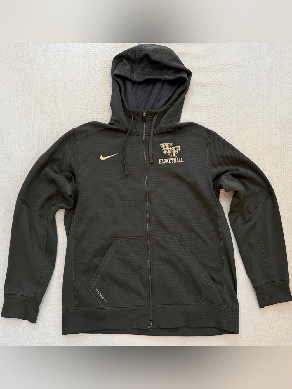 Wake Forest Basketball Nike Thermafit Full Zip Hoodie Jacket Men’s L Black NCAA